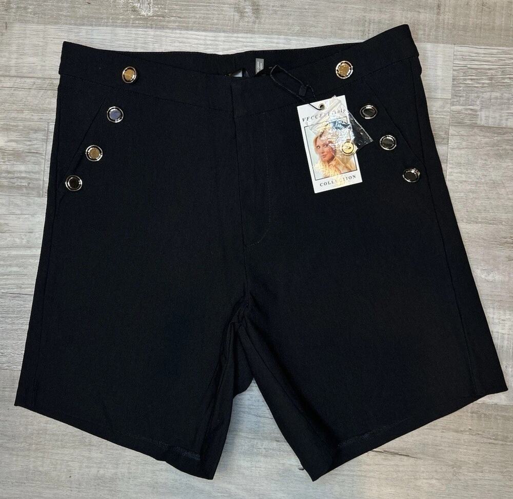 Vecceli Italy Collection Leslie Shorts Gold Buttons Nautical Sailor Style Size S